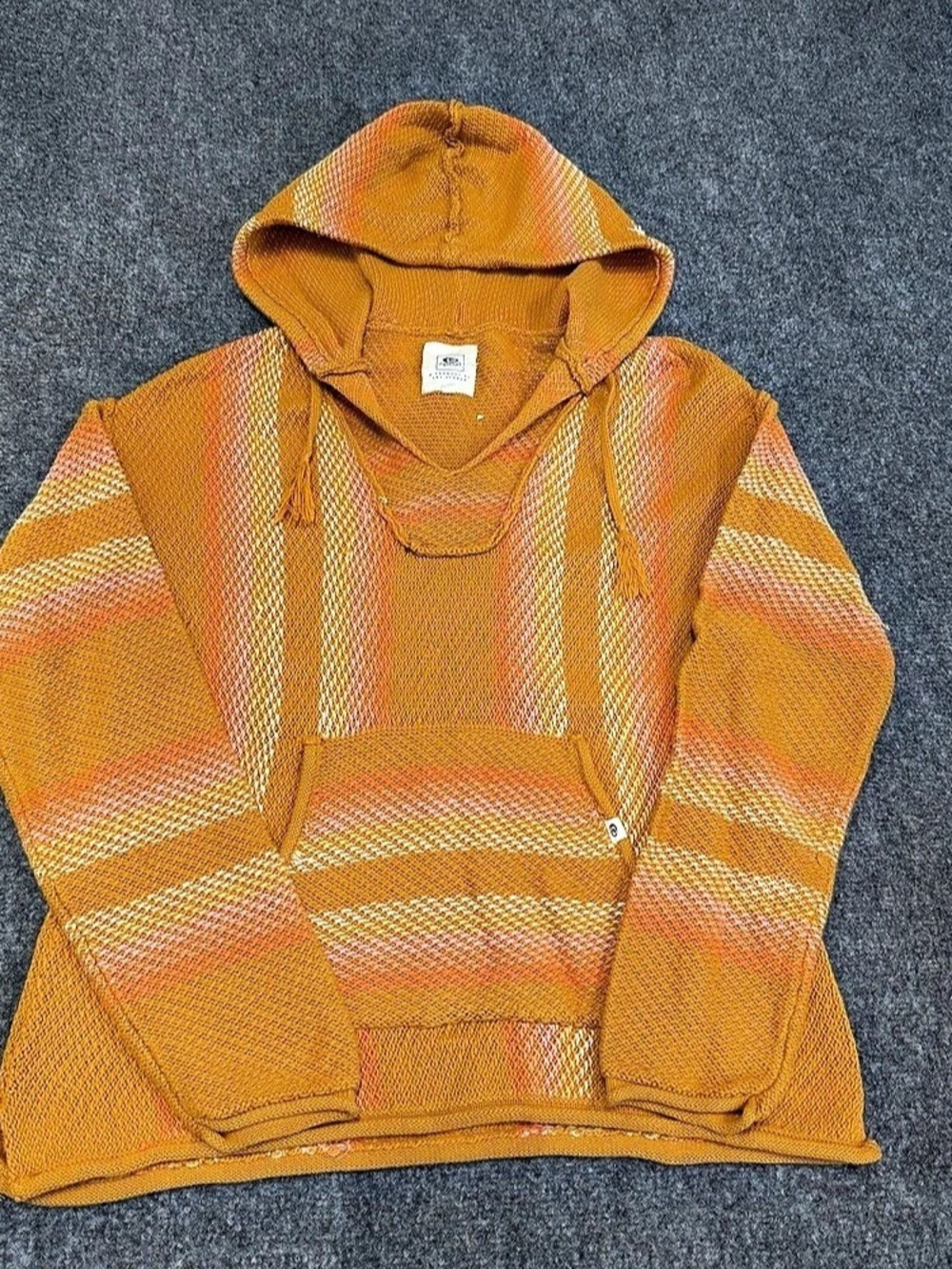 Rip Curl Striped Hooded Sweater in Brown & Pink
